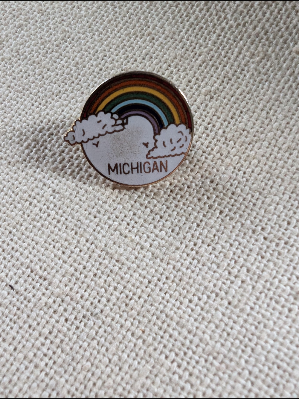 Michigan Rainbow Enamel Pin - Retro Colors